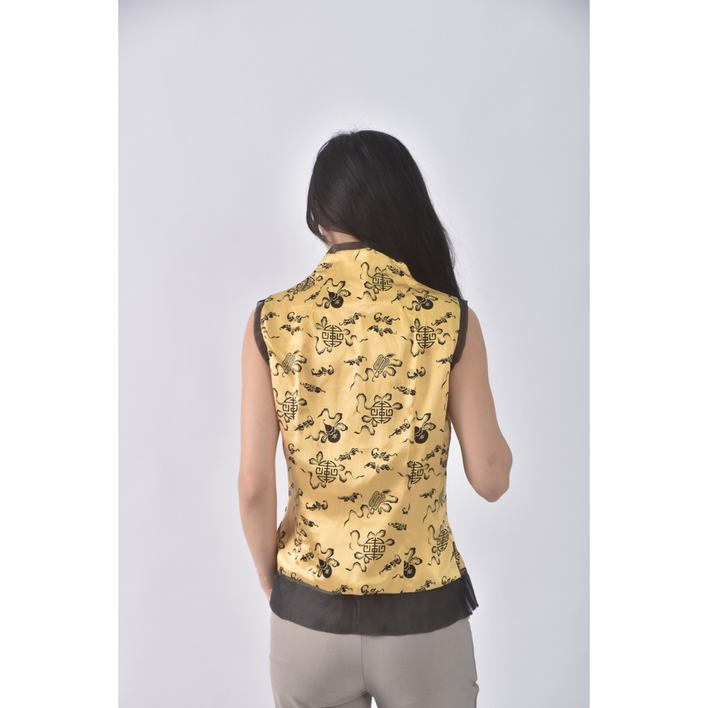 (L) 華依繡棉質背心黃色上衣二手衣, , large