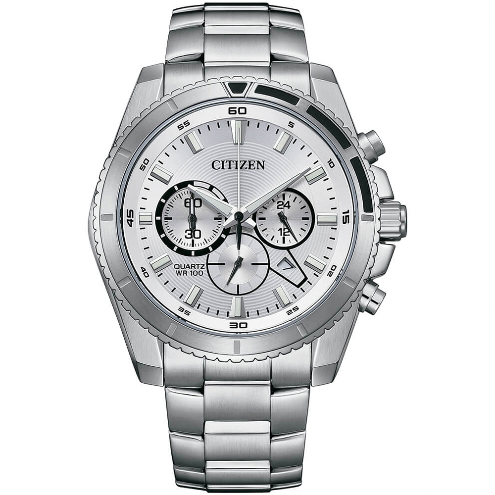 CITIZEN 星辰 Chronograph 紳男計時手錶-銀色面/44mm  AN8200-50A, , large