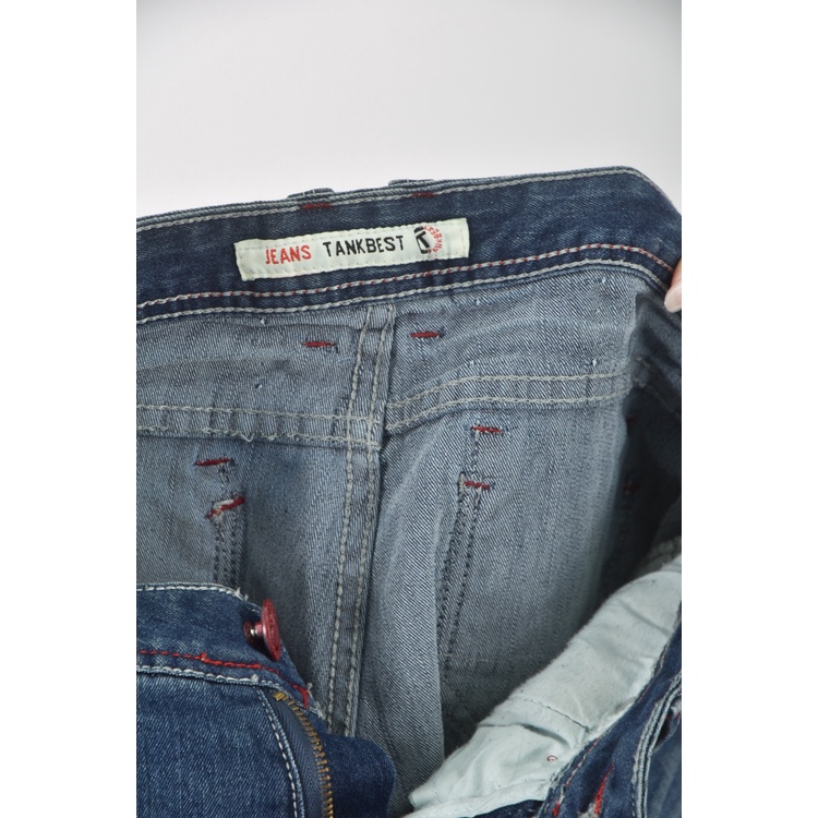 (XL) jeans tankbest丹寧牛仔質感棉質藍色長褲二手衣, , large