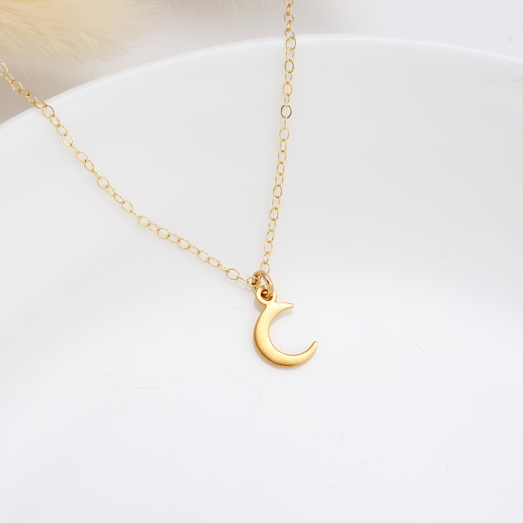 【Angel & Me】Mini Moon s925 sterling silver 24k gold-plated necklace gift, , large