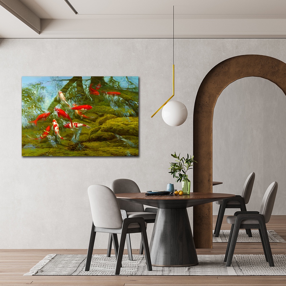 【御畫房】富貴有魚 國家一級畫師手繪油畫60×90cm(VF-84), , large