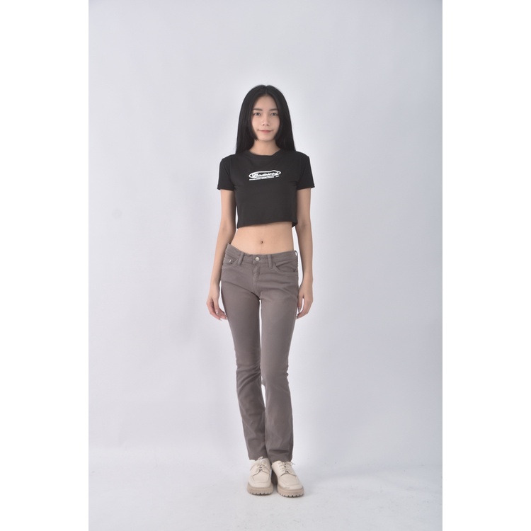 (L) zadig voltaire棉質緊身棕色長褲二手衣, , large