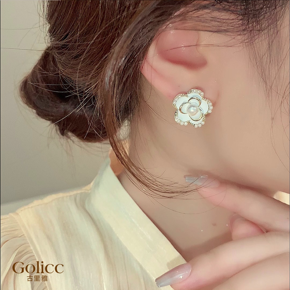 【Gulicc】古莉可 耳環 白色山茶花珍珠耳環, , large