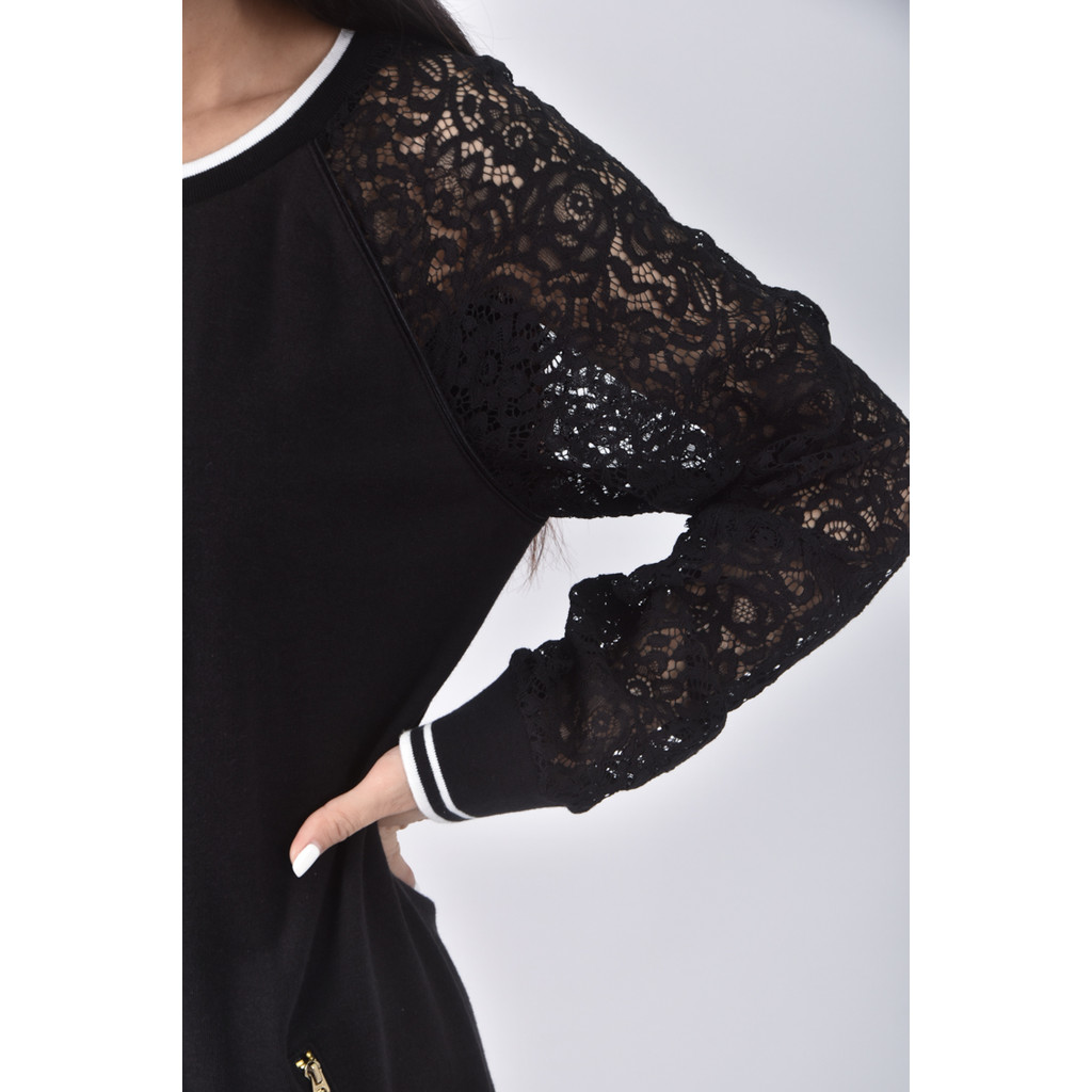 (S) juicy couture質感棉質撞色領口黑色洋裝二手衣, , large