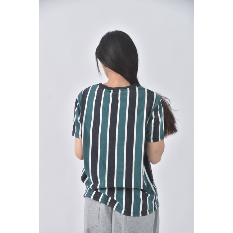 (S) bershka運動棉質條紋綠色短袖上衣二手衣, , large