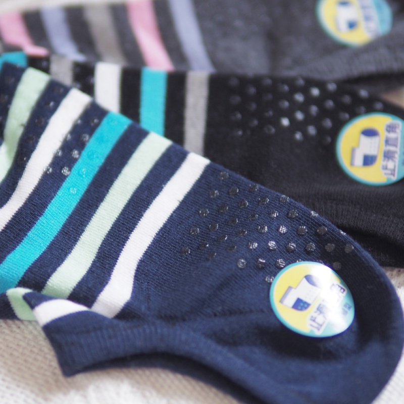 [Kaimei Cotton Industry] 10 pairs set, random and excellent, MIT made in Taiwan, pure cotton non-slip right-angle socks, striped style, Kaimei Cotton Industry, , large