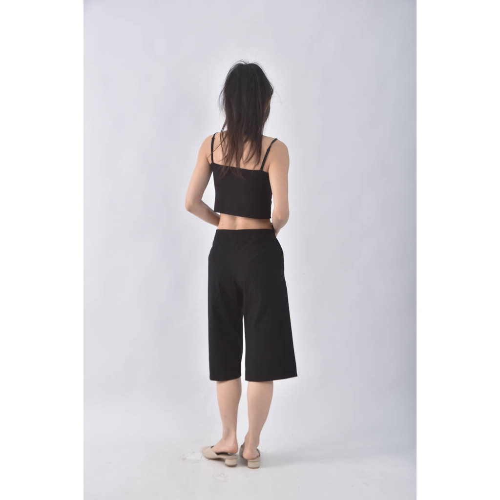 (2XL) comeover高腰寬版黑色短褲二手衣, , large