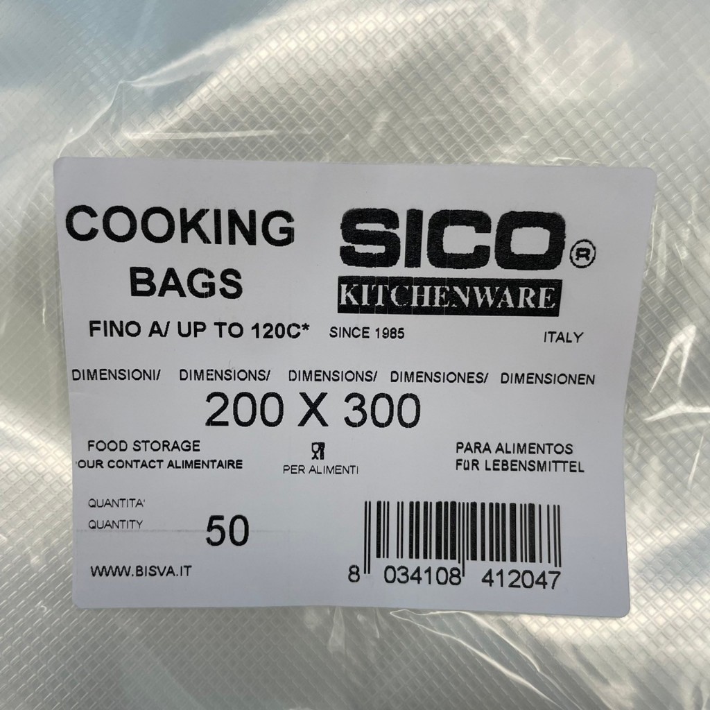 SICO舒肥專用耐熱120度真空包裝袋15x35cm 20x30cm 25x35cm 厚90μ(50個/包), , large