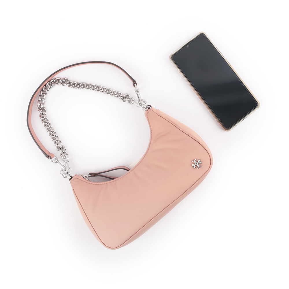 Tory Burch 151 Mercer 尼龍拼皮革三合一彎月包/錦葵粉, , large