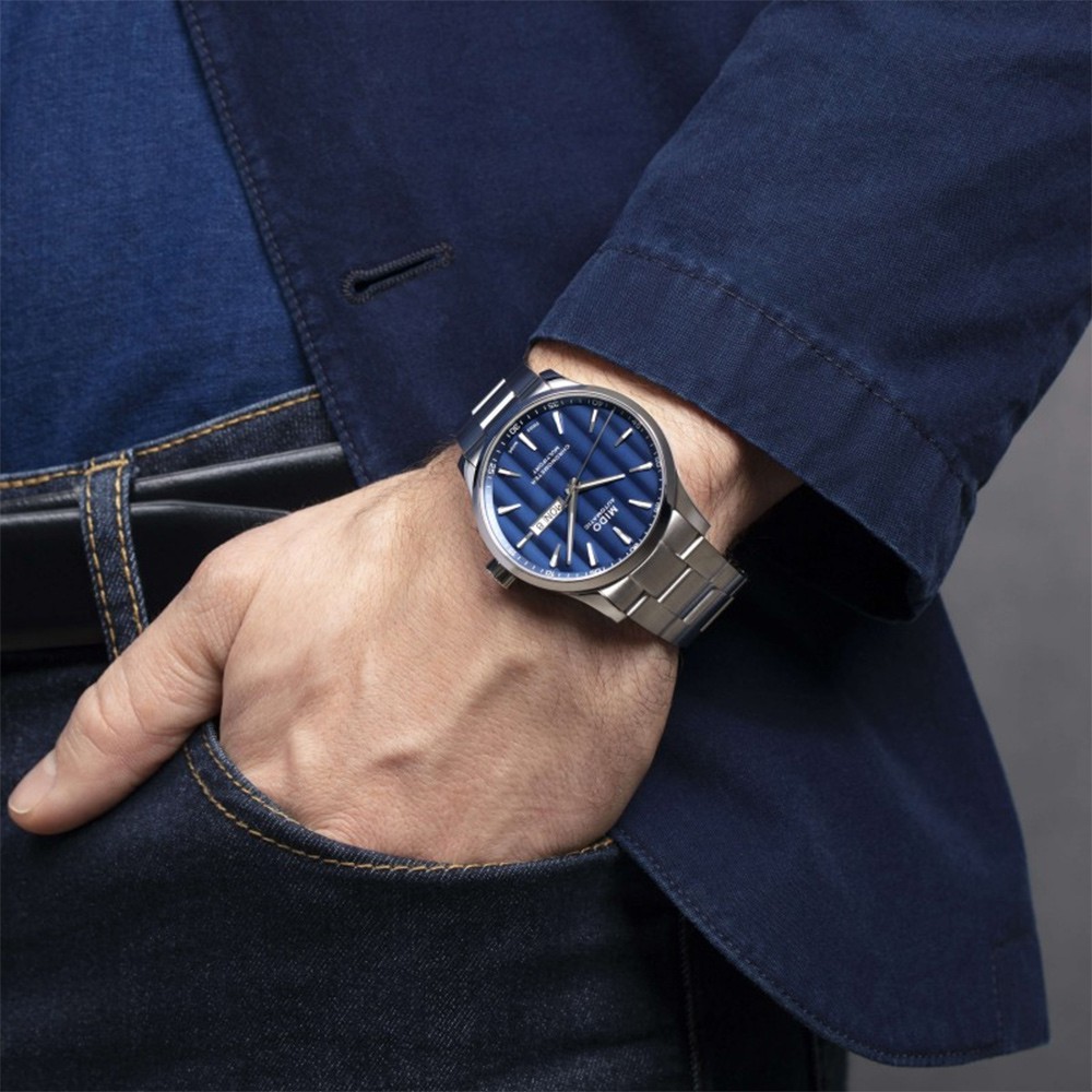 MIDO 美度 Multifort 先鋒系列80小時天文台矽游絲機械錶-銀/42mm M0384311104100, , large