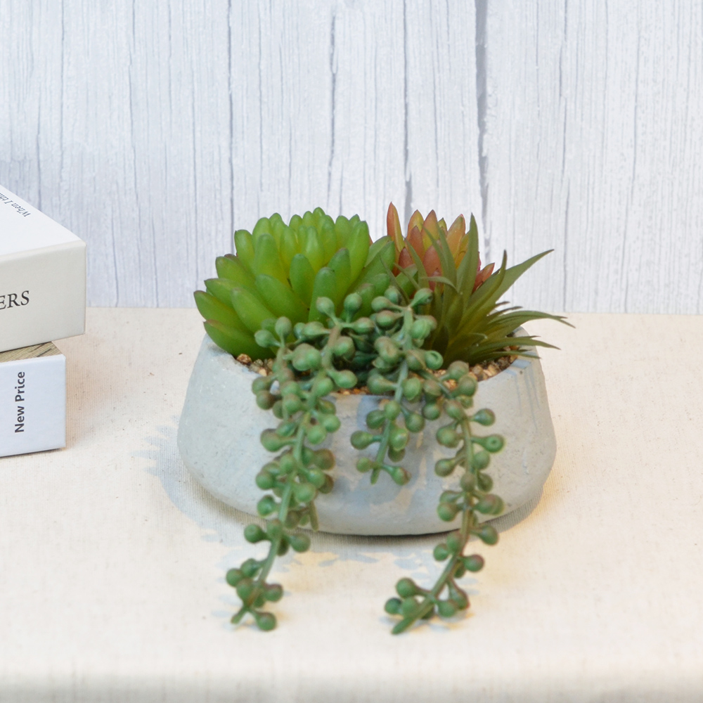 ARTIFICIAL PLANT W/LT. GREY POT, , large