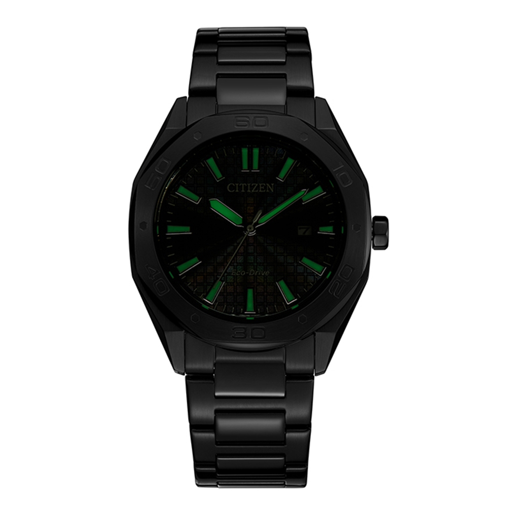 CITIZEN 星辰 光動能八角形格紋面手錶 BM7637-81H, , large