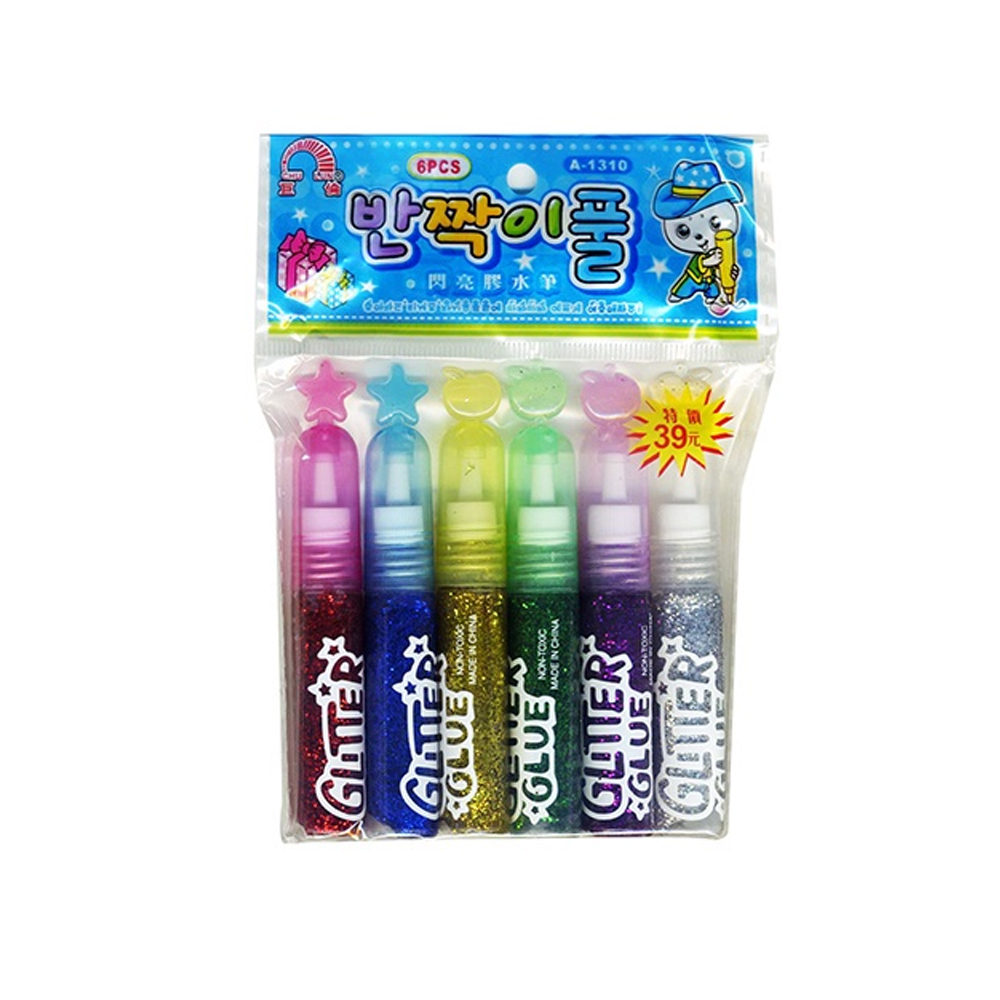 【巨倫】 閃亮 金蔥 膠水筆 6色入 /包(A-1310), , large