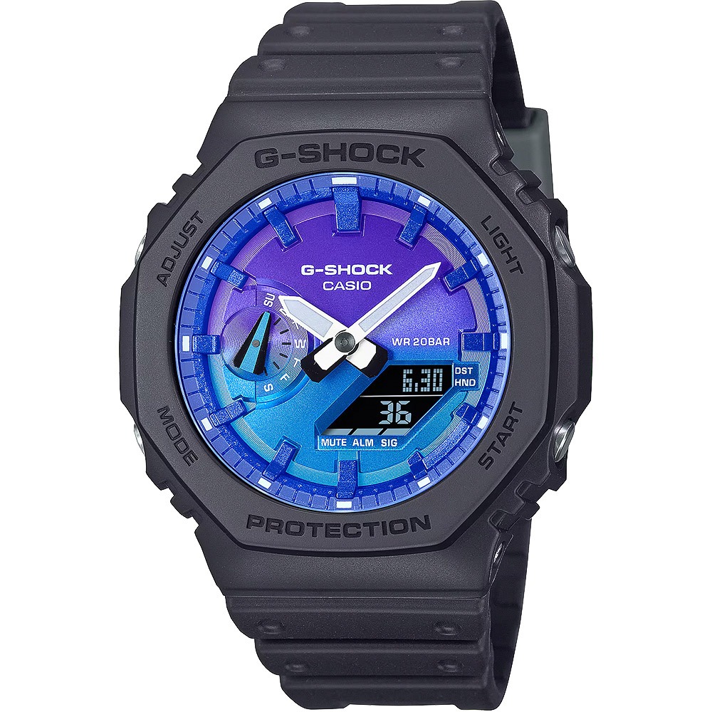 CASIO 卡西歐 G-SHOCK 熾熱火焰系列 八角雙顯手錶 GA-2100FL-1A