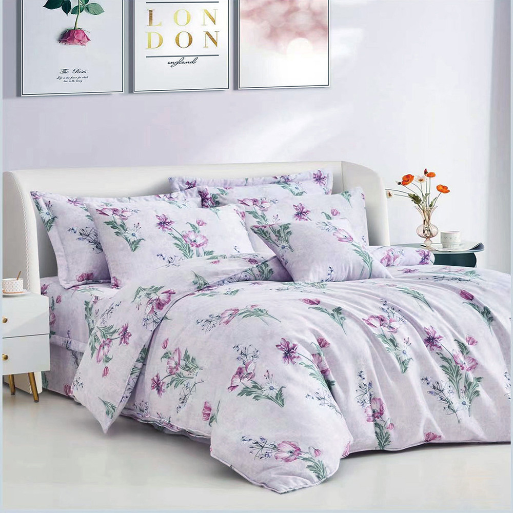 純天絲雙人七件式床罩組-醉人戀情