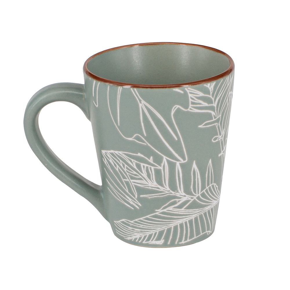 Matte Tropical Mug with Soft Banana Leaf Design, , large