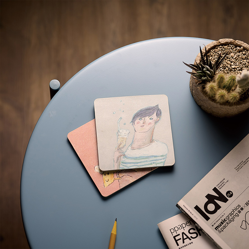 【Monster】 Soft Diatomaceous Earth Absorbent Coaster – A Cup of Life — Ducky Shen (10x10cm) – Barista, , large
