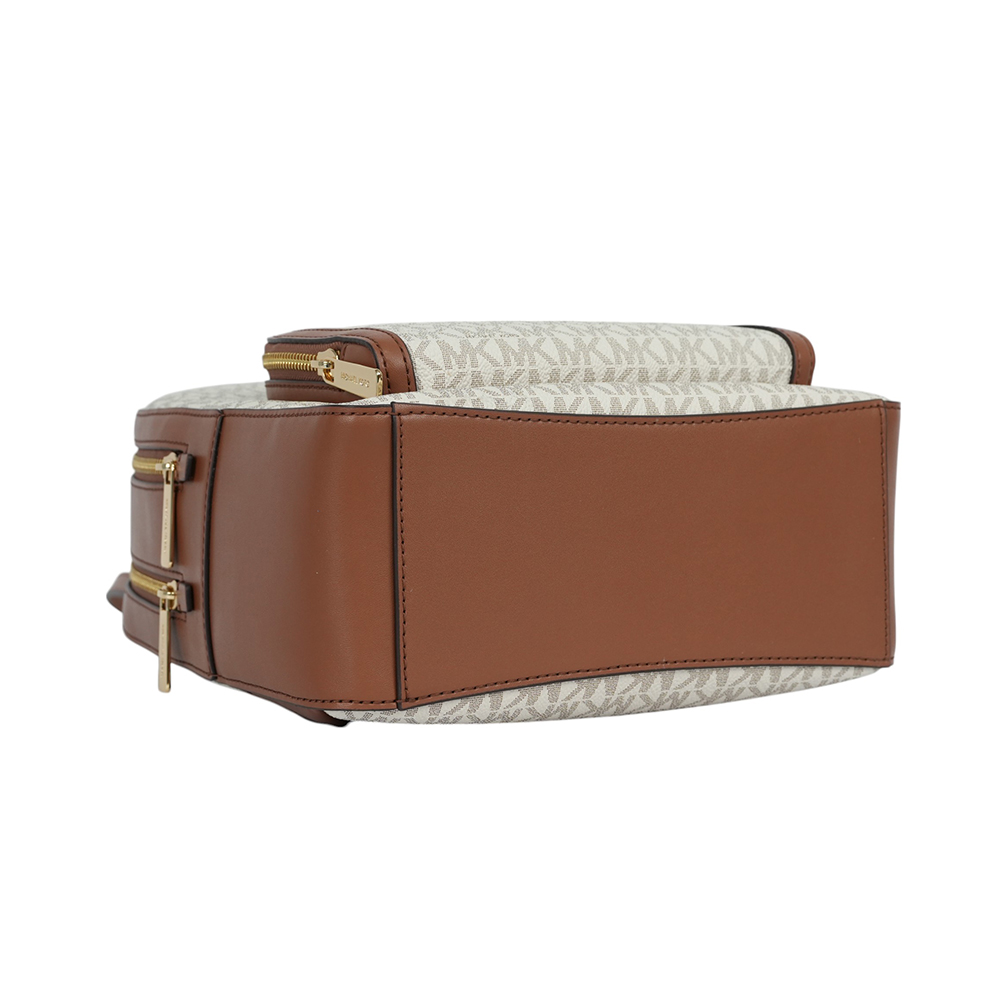 Michael Kors Jaycee 金字塗層帆布拉鍊口袋中款後背包/香草白, , large