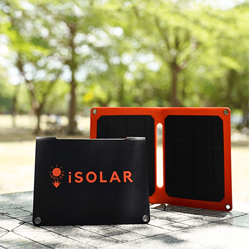 【iSOLAR】10W折疊式太陽能充電器 可接行動電源(買就送5000mAh太陽能行動電源), , large