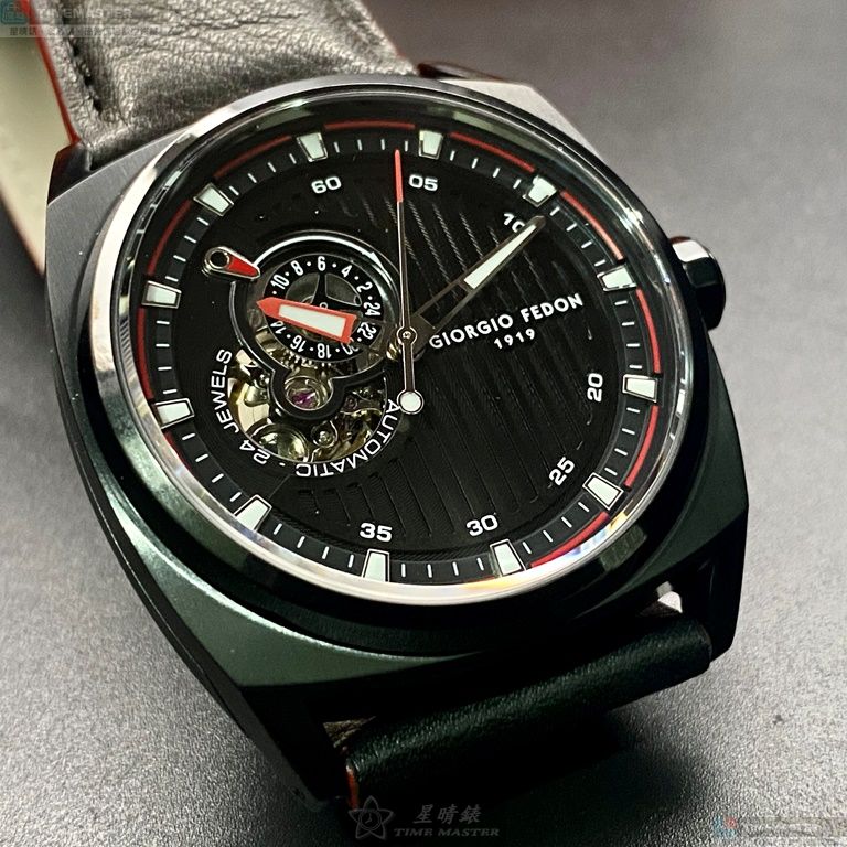 [星晴錶業]GiorgioFedon1919手錶,42mm,GF00088黑色錶面黑錶殼深黑色真皮皮革錶帶款, , large
