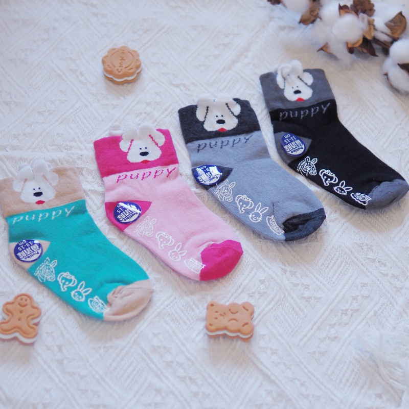 [Kaimei Cotton Industry] 6 pairs set, random and excellent, MIT made in Taiwan, antibacterial and deodorizing children's socks, cute three-dimensional socks - dogs 13-15cm, exclusively sold by Kaimei Cotton Industry, , large