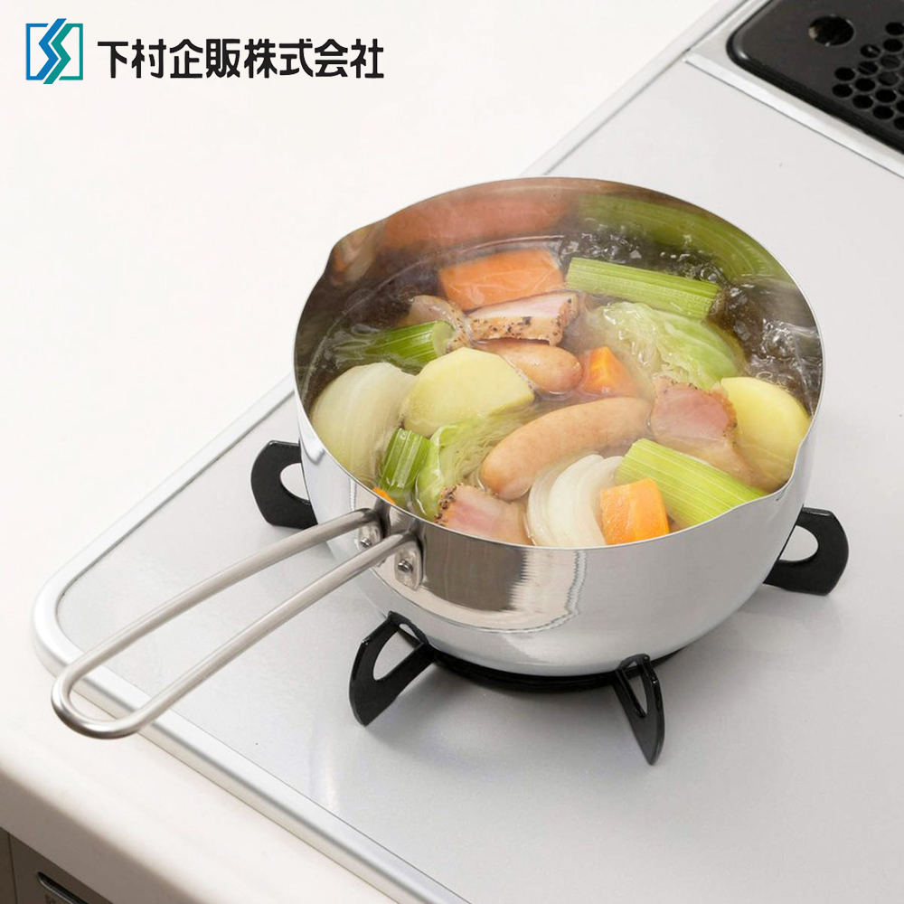 【下村企販】日本製全不鏽鋼泡麵鍋單手鍋 2件組(16cm +18cm/洗碗機可用), , large