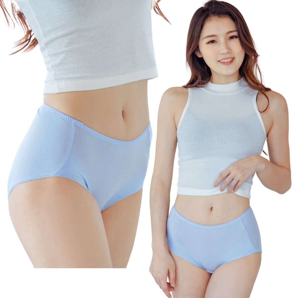 釋放蜜大腿【NEONER銀離子】天絲棉極柔摺邊抗菌內褲-淺紫, , large