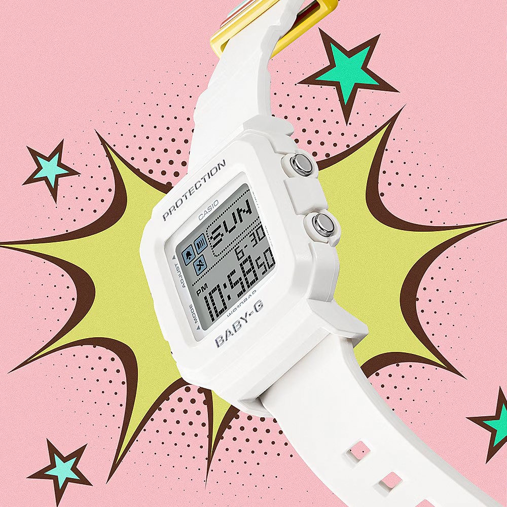 CASIO 卡西歐 BABY-G 隨附6個繽紛錶帶環 像素動畫手錶 BGD-10L-4, , large