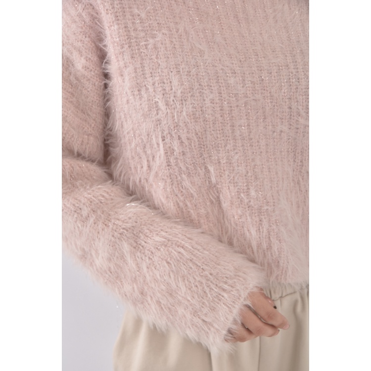 (F) 【智恩私服】質感修身短版針織毛毛粉色長袖上衣二手衣, , large