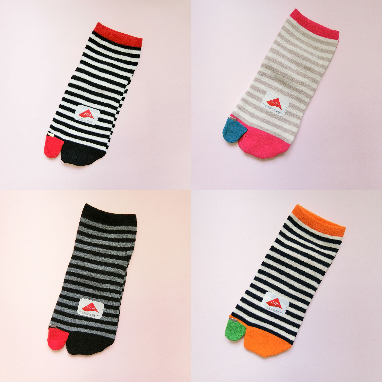 [Kaimei Cotton Industry] 5 pairs set, random and excellent, MIT made in Taiwan, LYCRA, comfortable upgrade, fine stitched two-toe socks, contrasting lines, 22-26cm, , large