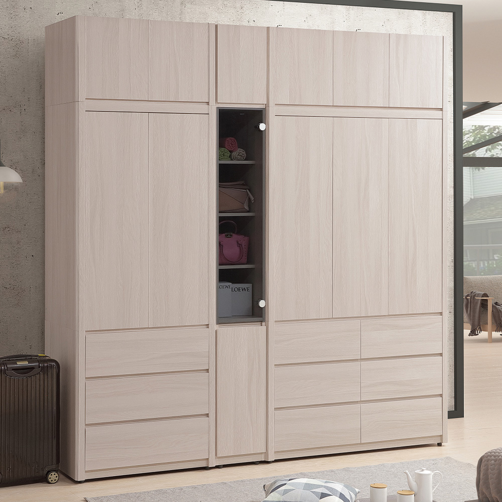 【唯熙傢俱】馬修斯橡木白4x8.2尺衣櫃, , large