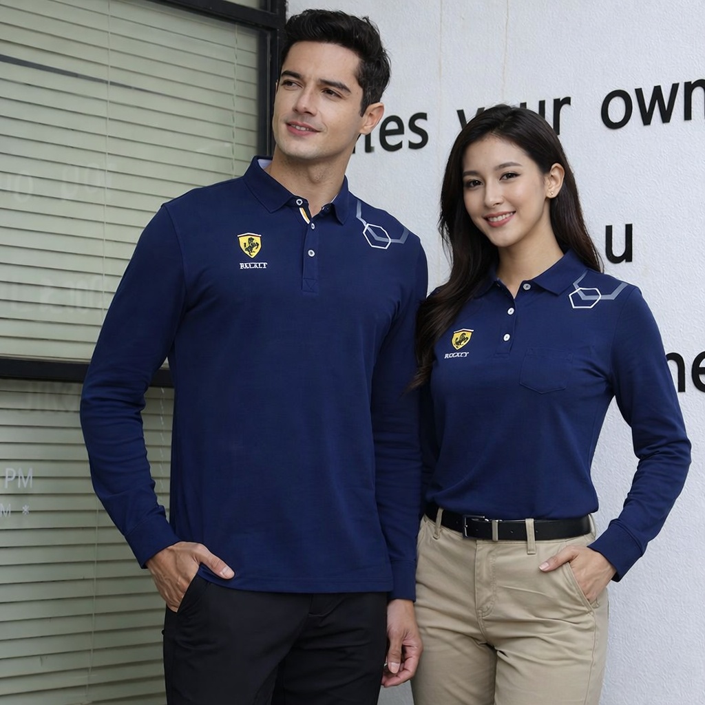 【FALALI】Long Short-sleeved cooling polo shirt - Men's (navy blue), , large