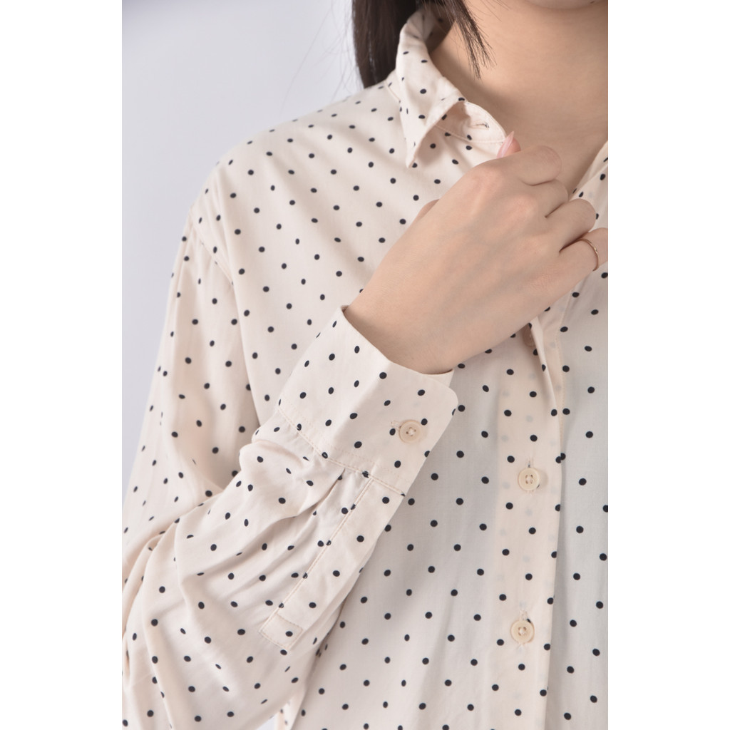 (S) uniqlo點點杏色長袖上衣二手衣, , large