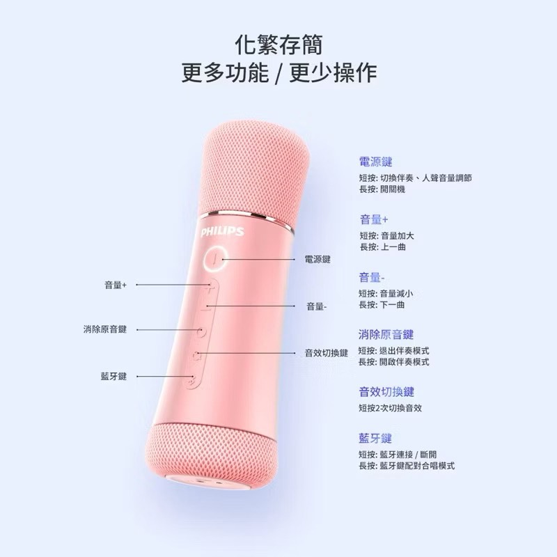 【Leo手機周邊專賣店】PHILIPS飛利浦 唱放一體K歌麥克風, , large
