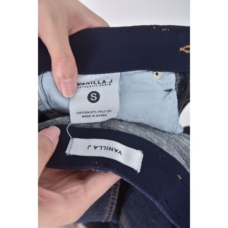 (S) vanilla j韓牌丹寧牛仔質感棉質藍色長褲二手衣, , large