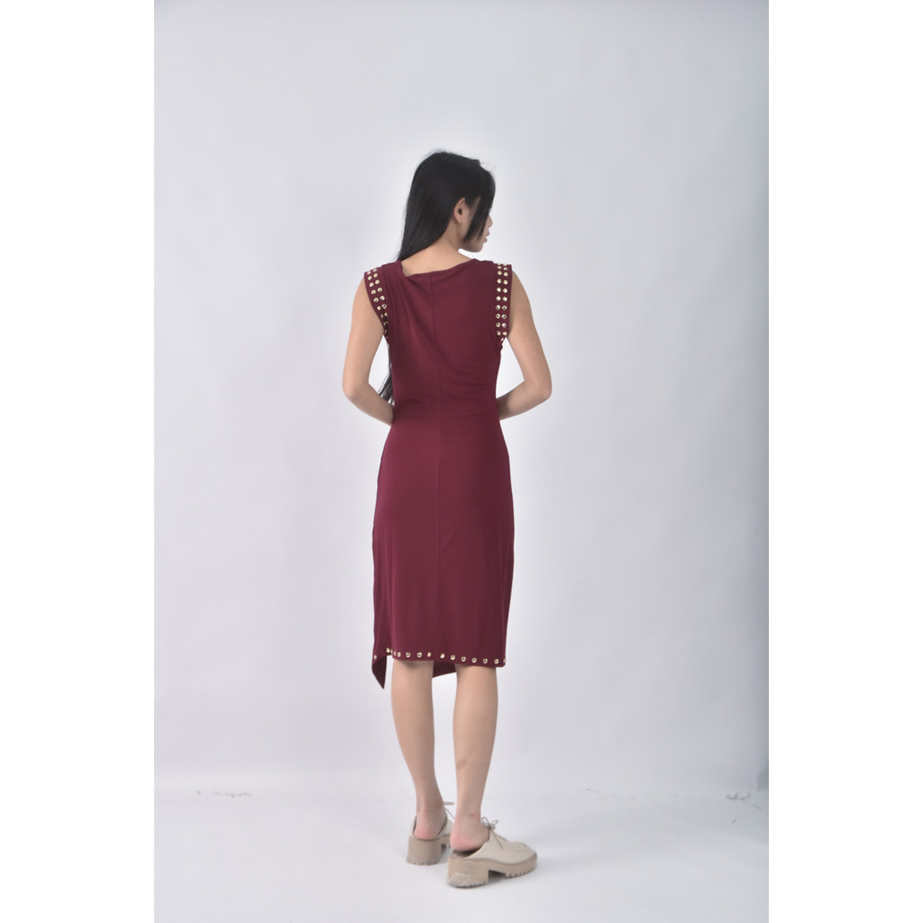 (S) michael kors禮服開衩無袖酒紅色洋裝二手衣, , large