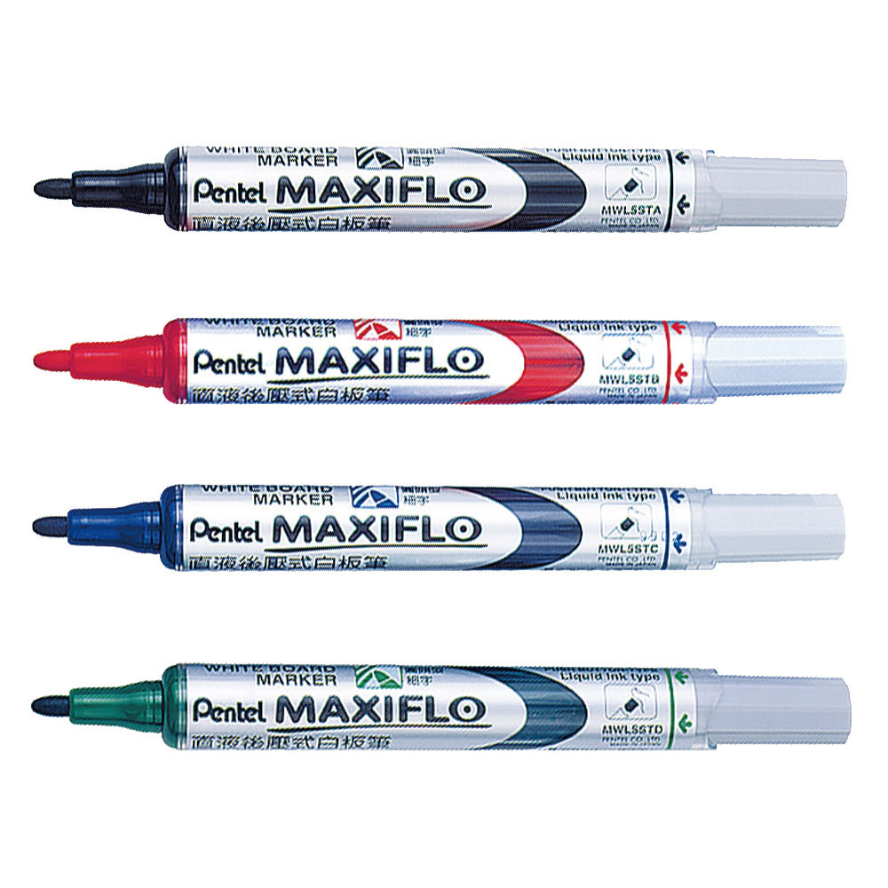 【Pentel 飛龍】後壓式白板筆 細字圓頭 1.5mm 36支/件 MWL5S - 藍