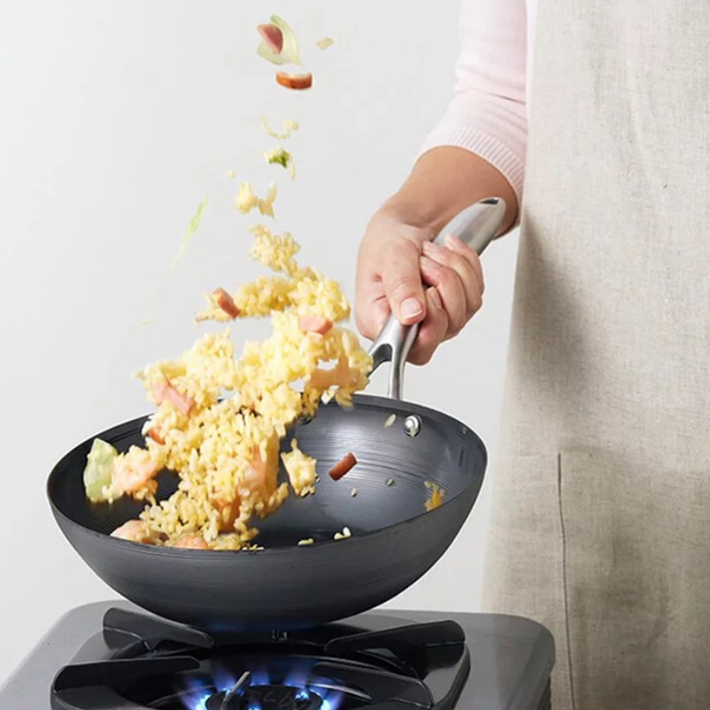 【vitacraft】Japan-Made Nitrided Iron Uncoated Single-Handle Wok 33cm (Super Iron Series), , large