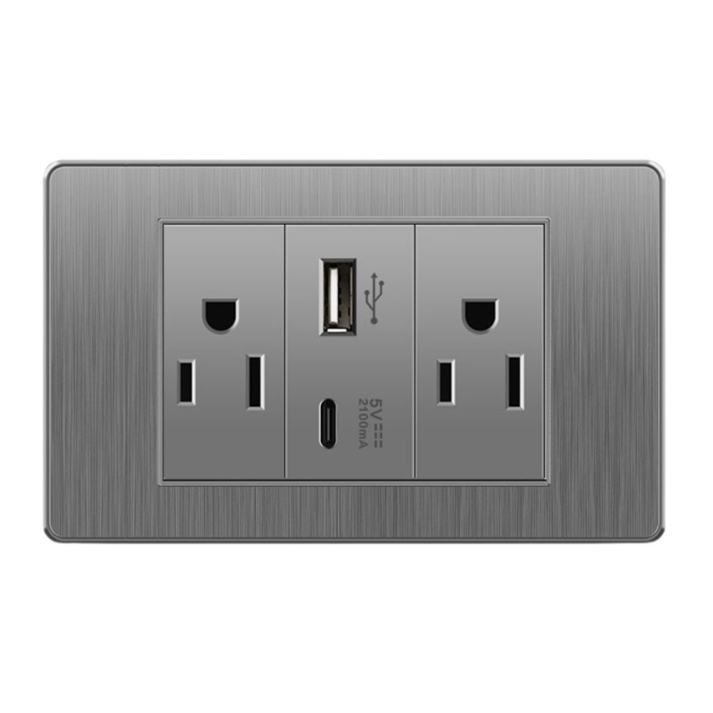 American-style panel with 3 flat ports * 2 + USB + Type-C, , large