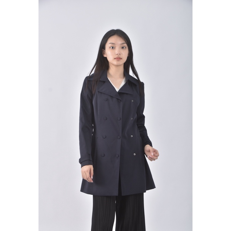 (S) motivi質感棉質風衣藍色外套二手衣, , large