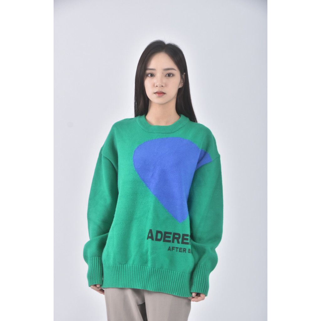 (XL) ader質感針織愛心綠色長袖上衣二手衣, , large