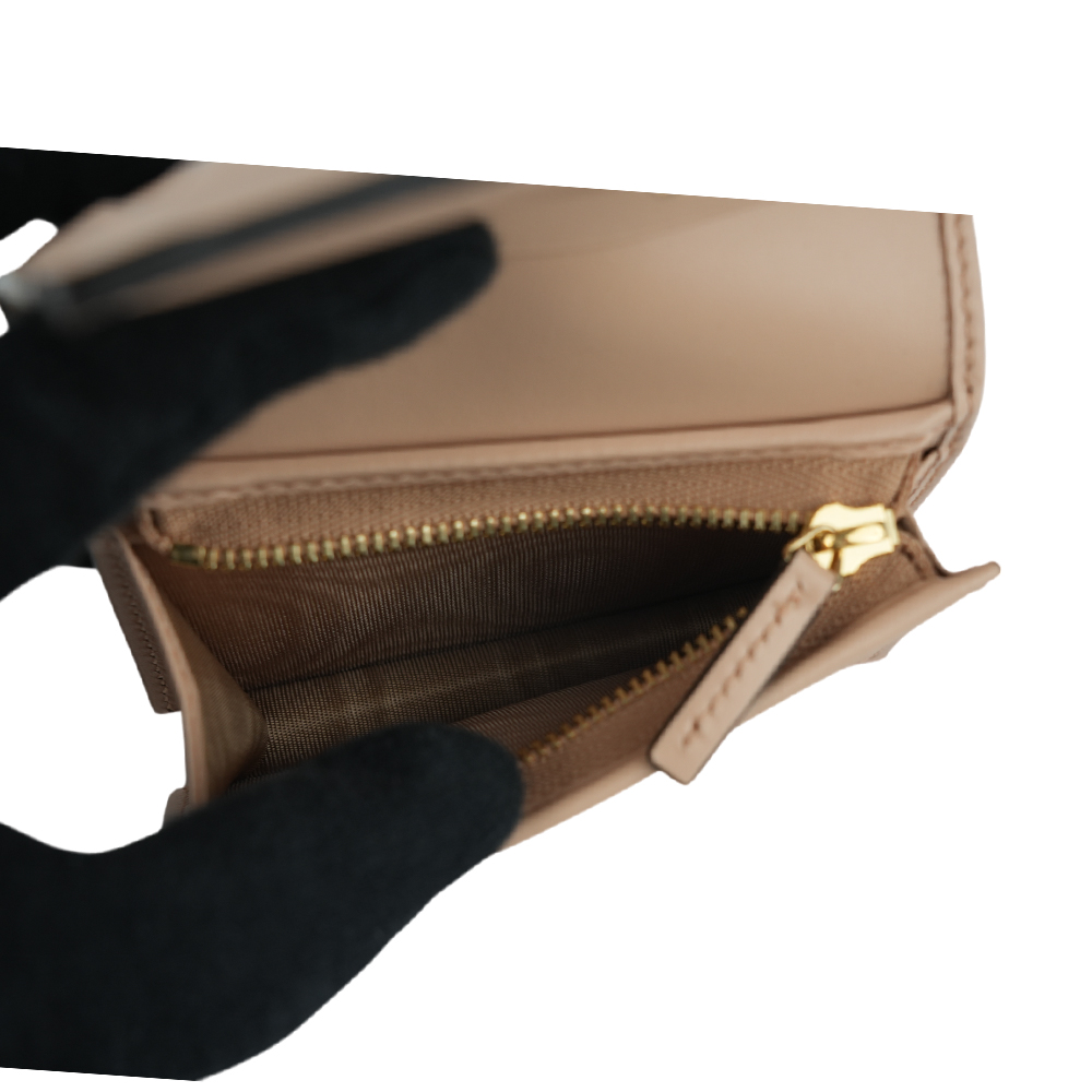 GUCCI GG Logo 縫線設計二折卡片小短夾/灰粉色, , large