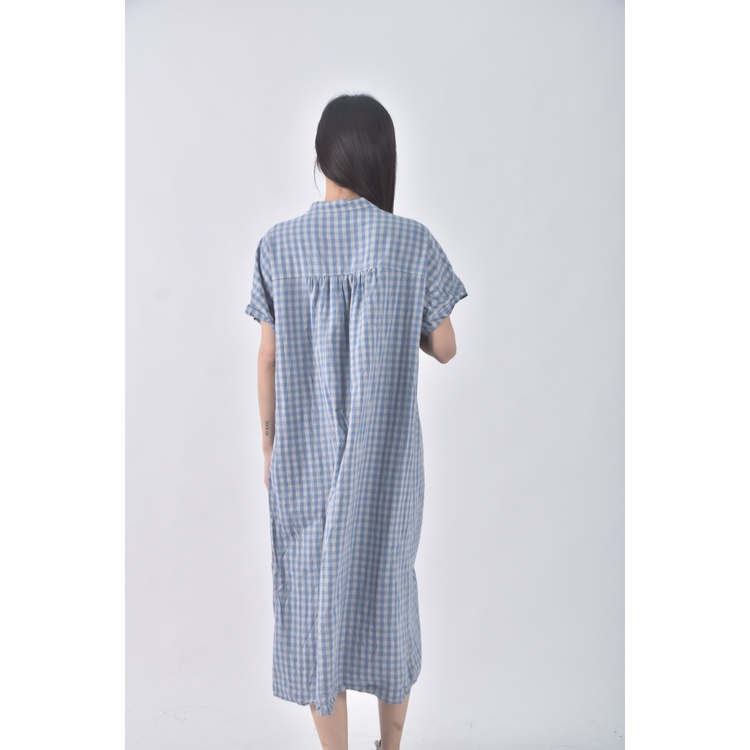 (XL) y y格紋藍色洋裝二手衣, , large
