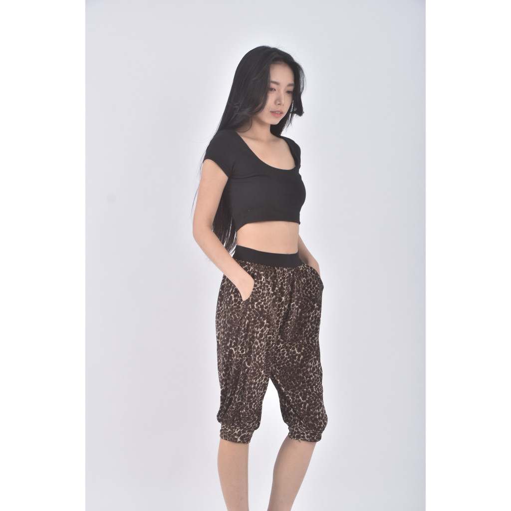 (S) 高腰豹紋棕色長褲二手衣, , large
