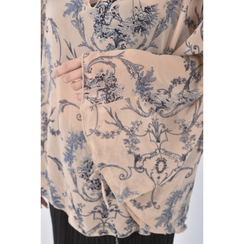 (XL) 紡紗花紋棕色長袖上衣二手衣, , large