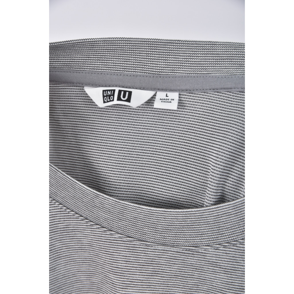 (L) uniqlo質感棉質圓領黑色短袖上衣二手衣, , large