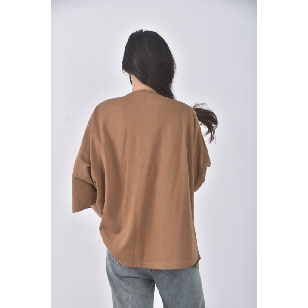 (XL) yoom韓牌質感圓領棕色長袖上衣二手衣, , large