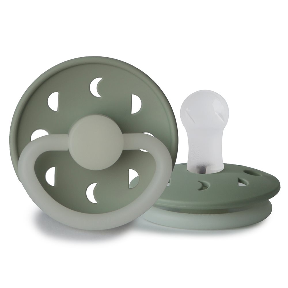 FRIGG Moon Phase - Round Silicone Pacifier - Sage Night - Size 1, , large