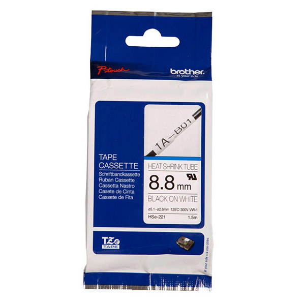 【 BROTHER】兄弟牌  白底黑字 8.8mmx1.5M 熱縮套管標籤帶 / 包 HSe-221, , large