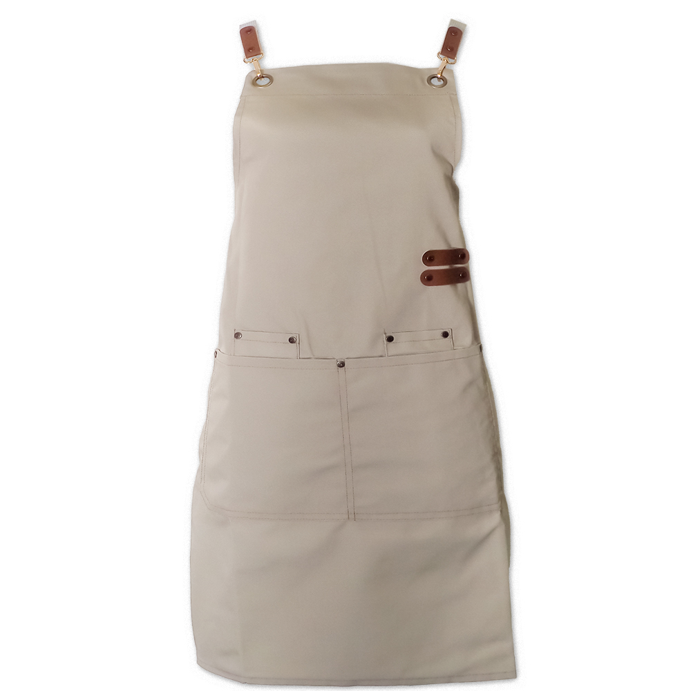 時尚帆布肩帶圍裙-卡其色-2件, , large